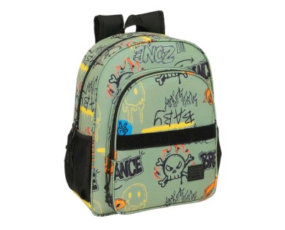 Safta Graffiti Zone Mochila - Adaptable a Carro - Bolsillos Laterales - Doble Tirador - Hombreras Acolchadas - Bolsillo Frontal - Asa Superior - 15L - 320x120x380mm - Color Verde