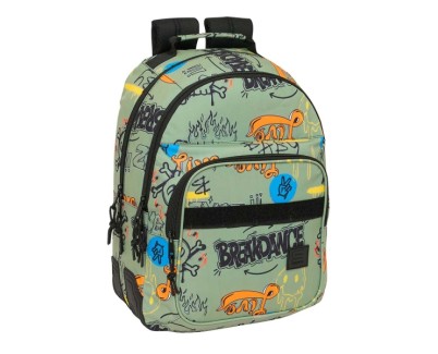 Safta Graffiti Zone Mochila con 2 Compartimentos - Antirozaduras - Adaptable a Carro - Bolsillo Frontal - Portabotellas - Tirador Doble - Hombreras Ergonomicas - 20L - 320x150x420mm - Color Verde