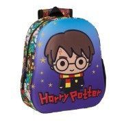 Safta Harry Potter Mochila 3D - Asa de Mano - Portabotellas Lateral - 27x33x10cm - Color Azul