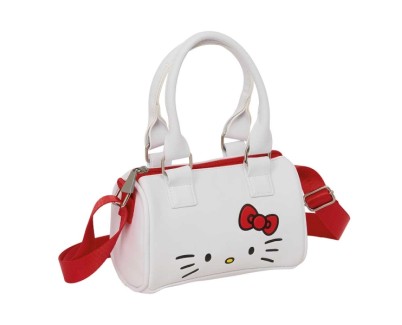Safta Hello Kitty Bolso - Cremallera - Interior Forrado - Asas y Bandolera Ajustables - 1.20L - 160x75x100mm - Color Blanco