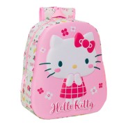 Safta Hello Kitty Mochila 3D - Asa de Mano - Portabotellas Lateral - 27x33x10cm - Color Rosa