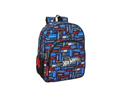 Safta Hot Wheels Mochila Infantil - Adaptable a Carro - Asa de Mano - Bolsillos Laterales - 33x42x14cm