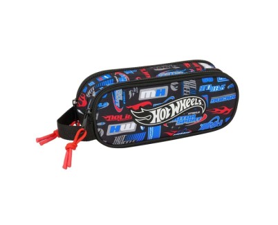 Safta Hot Wheels Portatodo - 2 Compartimentos con Cremalleras - Asa Lateral - 1L - 210x60x80mm - Color Azul