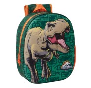 Safta Jurassic World Mochila 3D de 8.64L - Portabotellas - Tarjeta de Identificacion Personal - Hombreras Acolchadas - 27x33x10cm - Color Verde Oscuro