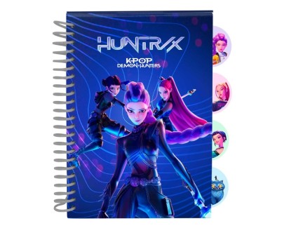 Safta K-Pop Demon Hunters Bloc de Notas - Formato A5 - 80 Hojas de 80 g/m2 - Espiral - Tapas Duras - 4 Separadores Interiores - 14.8x2.1cm - Color Azul Marino