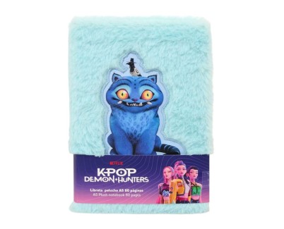 Safta K-Pop Demon Hunters Bloc de Notas - Formato A5 - Tapas de Peluche - 80 Paginas - 21x14.8cm - Color Azul Claro
