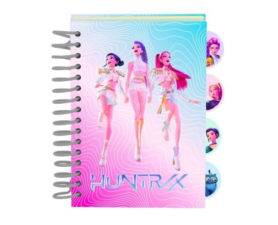 Safta K-Pop Demon Hunters Bloc de Notas - Formato A6 - 80 Hojas de 80 g/m2 - Espiral - Tapas Duras - 4 Separadores Interiores - 10.5x14.8cm - Multicolor