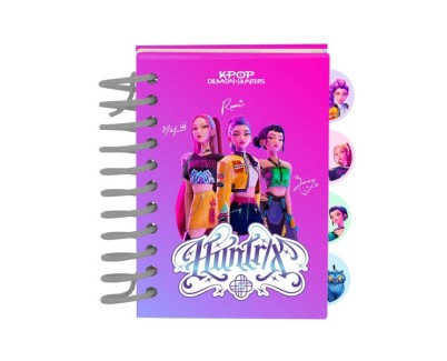 Safta K-Pop Demon Hunters Bloc de Notas - Formato A7 - 80 Hojas de 80 g/m2 - Espiral - Tapas Duras - 4 Separadores Interiores - 7.4x10.5cm - Multicolor