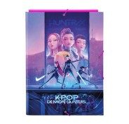 Safta K-Pop Demon Hunters Carpeta de 3 Solapas - Formato Folio - Cierre con Gomas Elasticas - Tapas Duras Forradas - 26x33.5x2.5cm - Multicolor