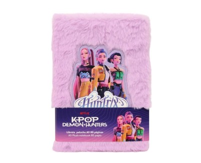 Safta K-Pop Demon Hunters Energy Bloc de Notas - Formato A5 - Tapas de Peluche - 80 Paginas - 21x14.8cm - Color Lavanda