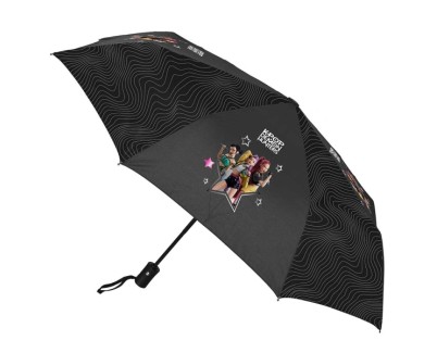 Safta K-Pop Demon Hunters Energy Paraguas Automatico - Plegable - Cupula con 8 Paneles - Diametro de 58cm - Asa Engomada - Poliester - Color Negro
