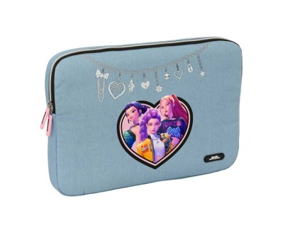 Safta K-Pop Demon Hunters Huntr/X Funda para Portatil hasta 15.6\" - Interior Acolchado - Cremallera con Doble Cursor - 39.5x27.5x3.5cm - Color Azul Claro