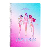 Safta K-Pop Demon Hunters Libreta con Espiral - Formato Folio - 80 Hojas de 80g/m2 - Cuadricula 4x4mm - Tapas Duras Glasofonadas - 21.5x31x1cm - Multicolor