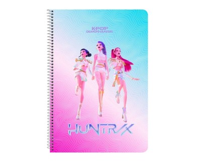 Safta K-Pop Demon Hunters Libreta con Espiral - Formato Folio - 80 Hojas de 80g/m2 - Cuadricula 4x4mm - Tapas Duras Glasofonadas - 21.5x31x1cm - Multicolor