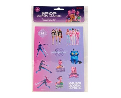 Safta K-Pop Demon Hunters Pack de 12 Pegatinas - 12 Motivos Diferentes - Presentado en Blister - 10.5x14.8cm - Multicolor
