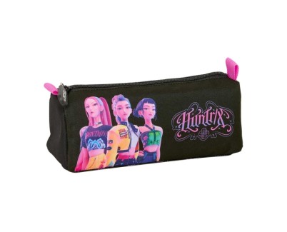 Safta K-Pop Demon Hunters Portatodo - 1 Compartimento con Cremallera - 21x8x7cm - Color Negro y Rosa