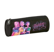 Safta K-Pop Demon Hunters Portatodo Redondo - Cremallera con Tirador - 20x7x7cm - Color Negro y Rosa