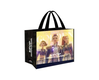 Safta K-Pop Demon Hunters Shopper Bolsa Reutilizable - 36 Litros - Asas de Mano - Polipropileno - 45x40x20cm - Color Negro