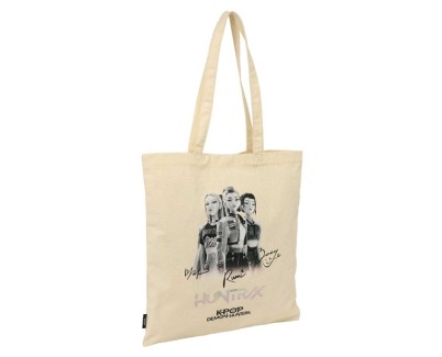 Safta K-Pop Demon Hunters Tour Tote Bag Bolsa de Tela - Asas de Mano - 38x42cm - Color Beige