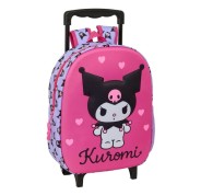 Safta Kuromi Mochila con Carro - Portabotellas - Hombreras Acolchadas - Asa de Mano - 27x33x10cm - Color Magenta