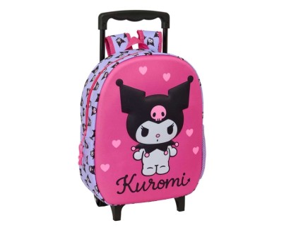 Safta Kuromi Mochila con Carro - Portabotellas - Hombreras Acolchadas - Asa de Mano - 27x33x10cm - Color Magenta