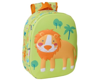 Safta Leon Mochila 3D - Portabotellas - Hombreras Acolchadas - Asa Superior - Ligero y Duradero - Color Verde Claro