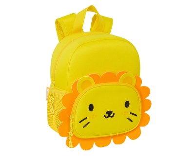 Safta Leon Mochila de Neopreno - Bolsillo Frontal - Tirador Doble - Portabotellas - Interior Forrado - Hombreras y Espalda Acolchadas - Asa de Mano - 200x90x250mm - Color Amarillo