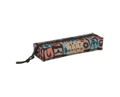 Safta Mandalorian and Grogu Portatodo Rectangular - Goma Elastica Trasera - Cremallera - 22x4x7cm - Color Negro