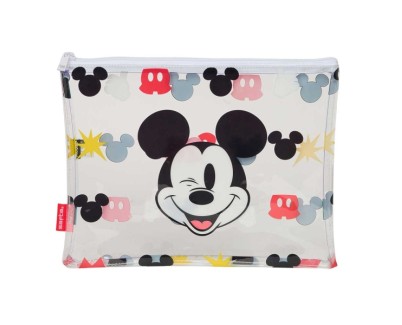 Safta Mickey Mouse Beach Bolsa de Verano - Cremallera - 2L - Ligera y Facil de Llevar - Ideal para Playa y Piscina - 300x230mm - Color Blanco