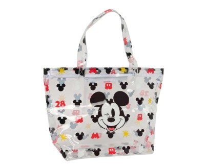 Safta Mickey Mouse Beach Bolso Grande - Cremallera - Bolsillo Interior - Asas Superiores - 31L - Ideal para Compras y Viajes - 540x170x350mm - Color Blanco