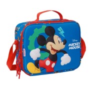 Safta Mickey Mouse Bolsa Isotermica Porta Alimentos - Frontal 3D - Cremallera - Bandolera Ajustable - Asa de Mano - 25x19.5x9cm - Color Azul Oscuro
