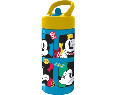 Safta Mickey Mouse Good Day Botella de 410ml - PVC sin BPA - Tapon Antigoteo con Pajita - Color Azul
