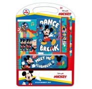 Safta Mickey Mouse Good Day Pack Escolar con Plumier Metalico - Lapiz - 4 Rotuladores - Regla 15cm - Sacapuntas - Goma - Libreta A4 - Bloc de Notas A6 - 270x30x375mm - Multicolor