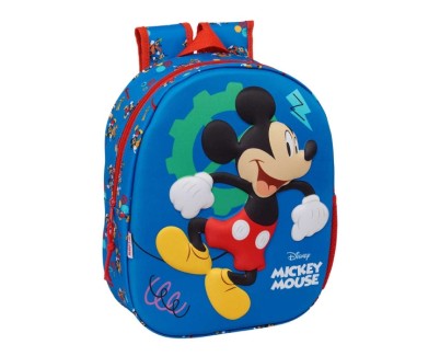 Safta Mickey Mouse Mochila 3D - Portabotellas - Hombreras Acolchadas - Asa de Mano Superior - 27x33x10cm - Color Azul Oscuro
