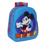 Safta Mickey Mouse Mochila - Asa de Mano - Portabotellas Lateral - 27x33x10cm - Color Azul