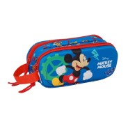 Safta Mickey Mouse Portatodo 3D - 2 Compartimentos con Cremallera - Asa Lateral - Capacidad 1L - 21x8x6cm - Color Azul Oscuro