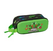 Safta Minecraft Boom Portatodo 3D - 2 Compartimentos con Cremallera - Asa Lateral - Capacidad 1L - 21x8x6cm - Color Verde y Negro