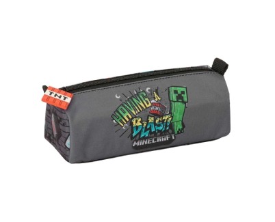 Safta Minecraft Graffiti Portatodo - 1 Compartimento con Cremallera - 21x8x7cm - Color Gris