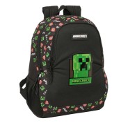 Safta Minecraft Mochila Adaptable a Carro - Portabotellas - Compartimentos Grandes - Tirador Doble - Hombreras Acolchadas - Asa Superior - 23L - 320x160x440mm - Color Negro