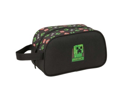 Safta Minecraft Neceser de 5L - Cremallera - Asa Lateral - Adapatable a Carro - 260x120x150mm - Color Negro