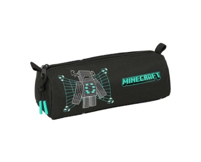 Safta Minecraft Screen Portatodo - 1 Compartimento con Cremallera - 21x8x7cm - Color Negro