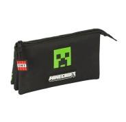 Safta Minecraft TNT Estuche Portatodo - 3 Compartimentos - 22x12x3cm - Color Negro