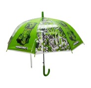 Safta Minecraft TNT Paraguas Manual de 76cm - 8 Paneles - Asa y Punta de PVC - POE Transparente - Nervios de Acero de 8mm - Color Verde