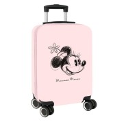 Safta Minnie Mouse Baby Maleta Trolley de Cabina 20 - Cierre con Candado - Cremallera - Cintas Sujetaplanos - Ruedas Giratorias 360° - Asa Ajustable - 40.1L - 345x200x550mm - Color Rosa Pastel