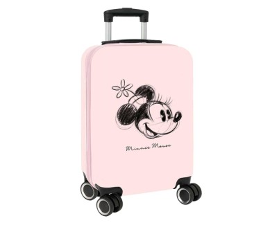 Safta Minnie Mouse Baby Maleta Trolley de Cabina 20 - Cierre con Candado - Cremallera - Cintas Sujetaplanos - Ruedas Giratorias 360&deg; - Asa Ajustable - 40.1L - 345x200x550mm - Color Rosa Pastel