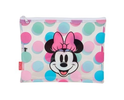 Safta Minnie Mouse Beach Bolsa de Verano - Cremallera - 2L - Ligera y Duradera - Perfecta para Playa - 300x230mm - Color Transparente