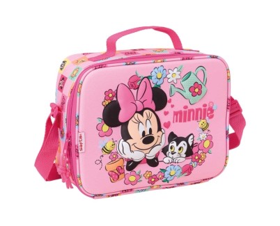 Safta Minnie Mouse Bolsa Isotermica Porta Alimentos - Frontal 3D - Cremallera - Bandolera Ajustable - Asa de Mano - 25x19.5x9cm - Color Rosa