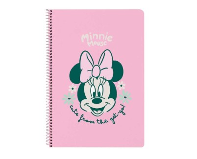 Safta Minnie Mouse Minty Libreta con Espiral - Formato Folio - 80 Hojas de Papel 80g/m2 - Cuadriculas 4x4mm - Tapas Duras Glasofonadas - Margen Lateral - 215x10x310mm - Color Rosa Pastel