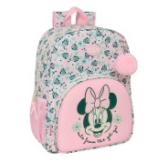 Safta Minnie Mouse Minty Mochila Adaptable a Carro - Portabotellas - Tirador Doble - Hombreras Ergonomicas Acolchadas - Bolsillo Frontal - Asa de Mano - 19L - 330x140x420mm - Color Rosa Pastel
