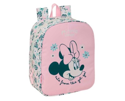 Safta Minnie Mouse Minty Mochila Guarderia - Adaptable a Carro - Tarjeta de Identificacion - Asa de Mano Superior - 6L - 220x100x270mm - Color Rosa Pastel